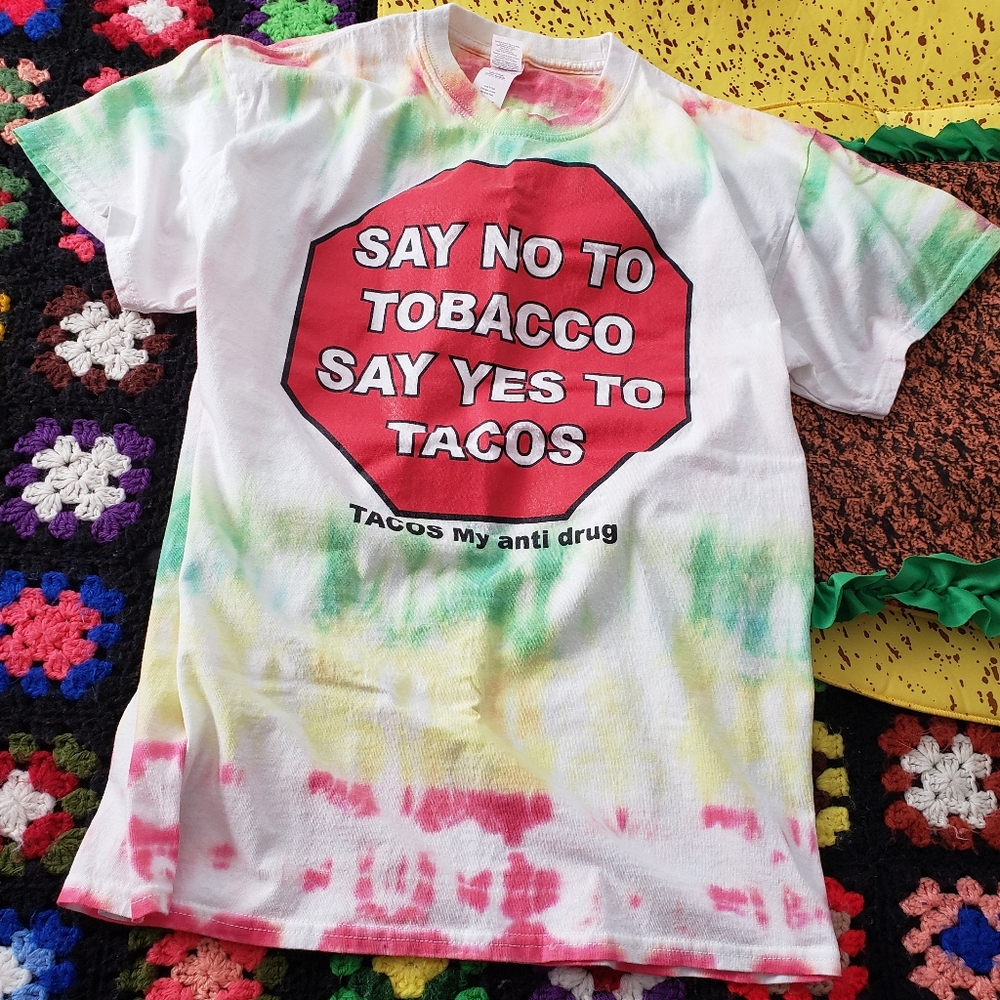 TACOS Anti-Drug Stop Sign Tie Dye Rasta Shirt Funny - Large